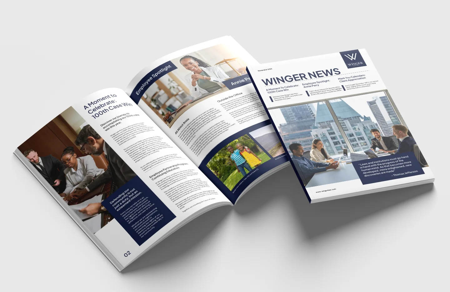 Winger Law Firm magazine design