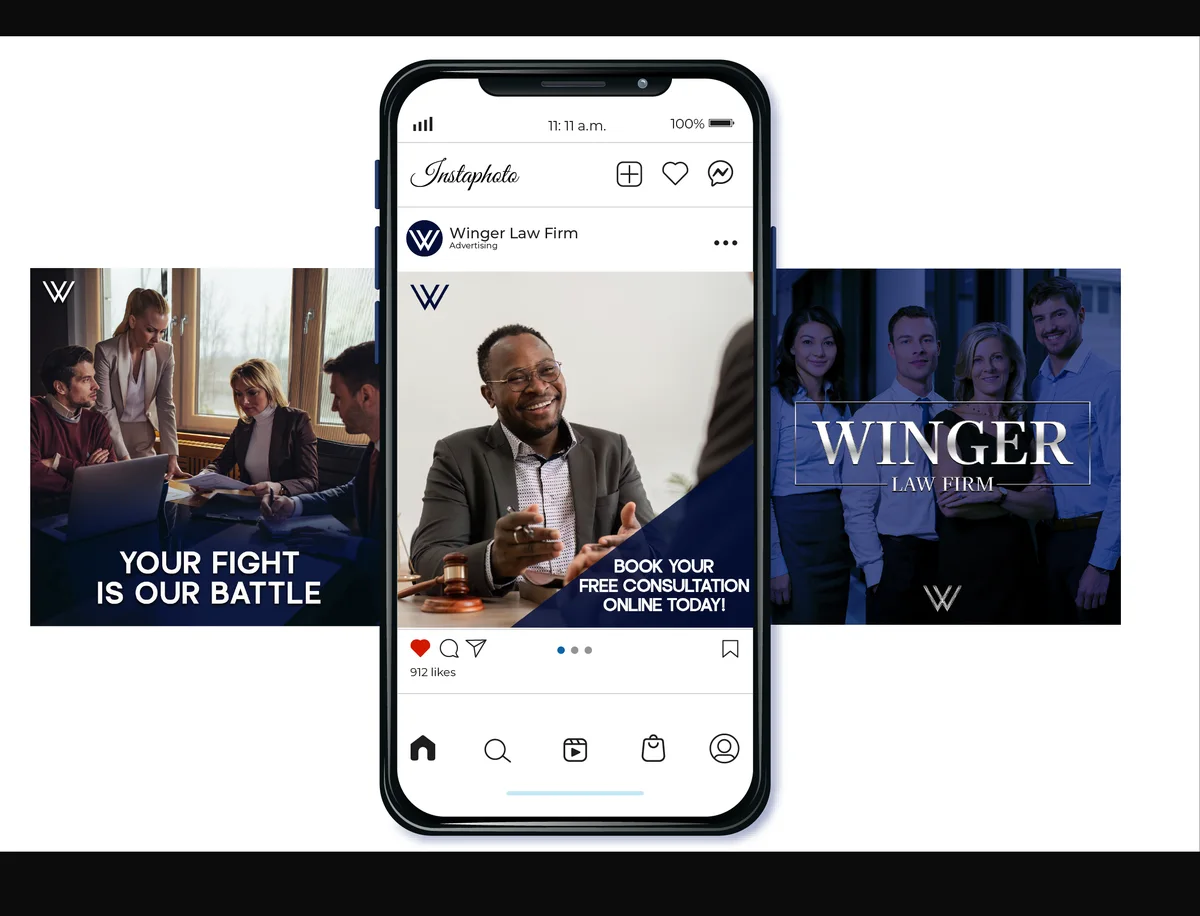 Winger Law Firm social media design